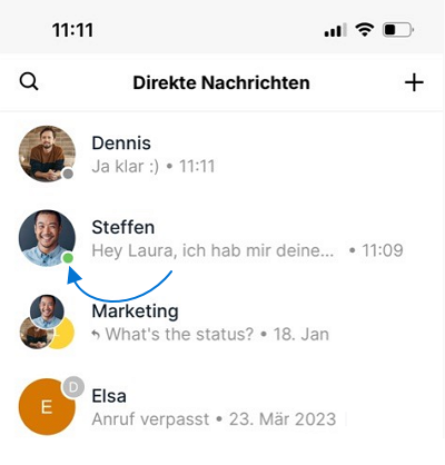 Online-Status in der Mobile App