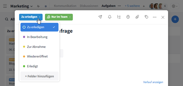 Status der Aufgabe