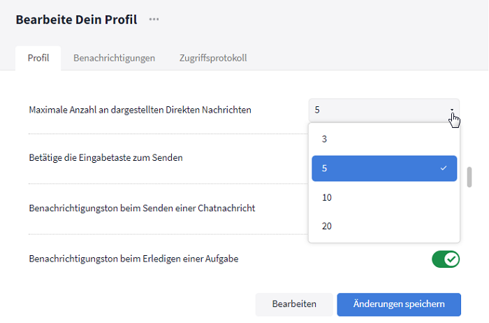 Anzahl der direkten Nachrichten in der Seitenleiste