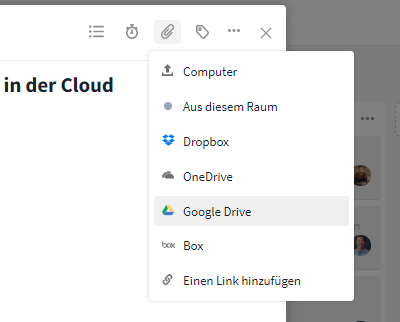 Google Docs über Büroklammer-Symbol anhängen