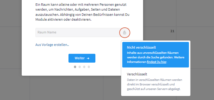 Option Verschlüsselung beim Erstellen selbst auswählen
