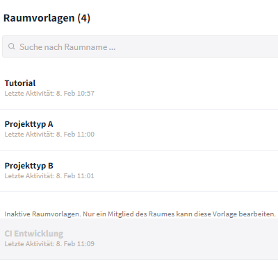 Liste der Raumvorlagen