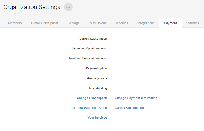 Organization Settings / Payment