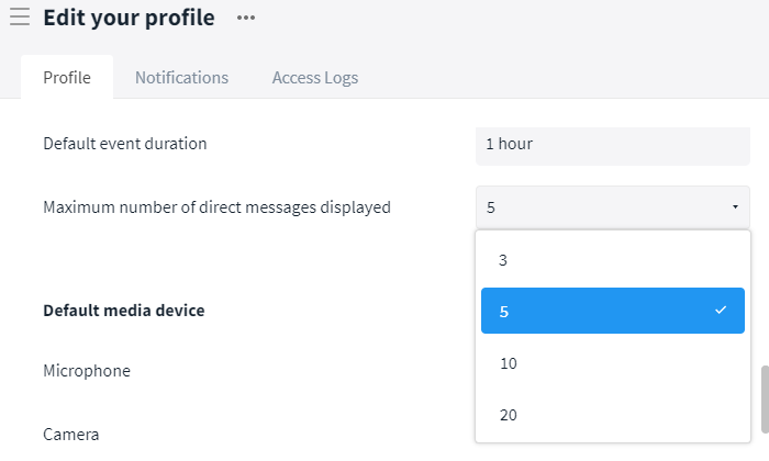 Number of direct messages in the sidebar