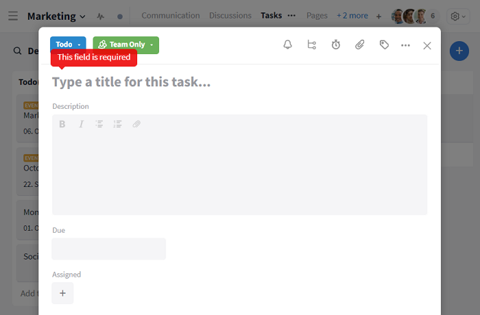 Task fields