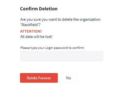 Delete organization query