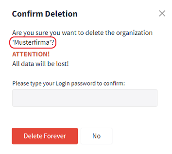 Delete organization query