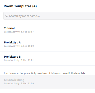 List of room templates