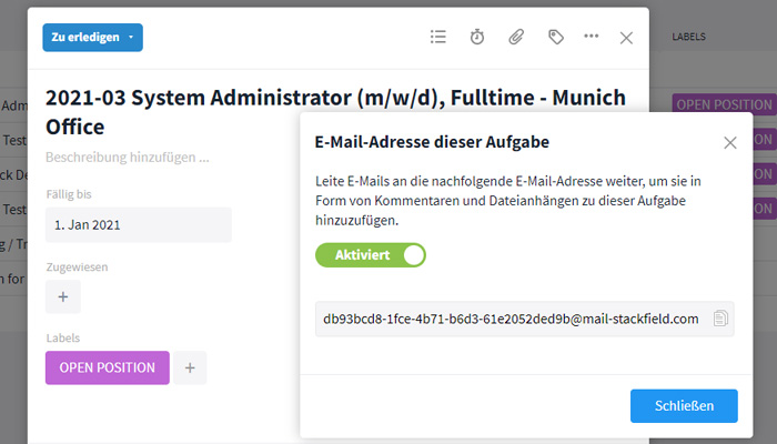 E-Mail-Integration in Aufgaben