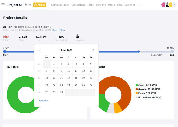 Project portfolios in Stackfield