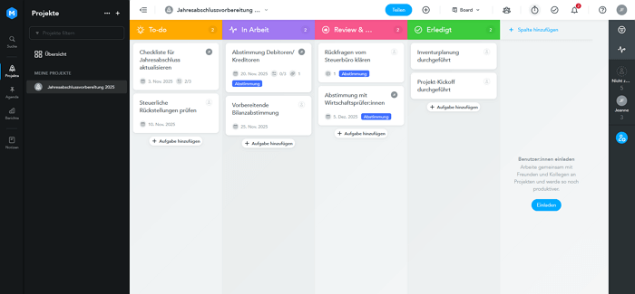 User Interface Meistertask