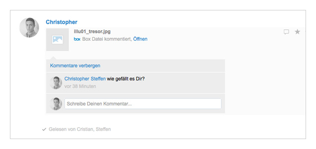 Es kann wie gewohnt auf Dateien kommentiert werden.