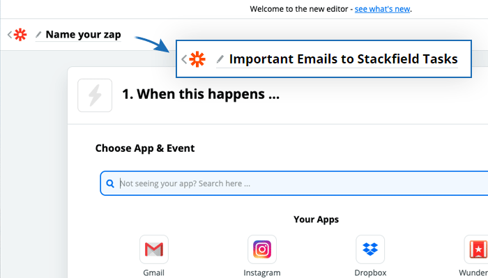 Zapier: Zap benennen