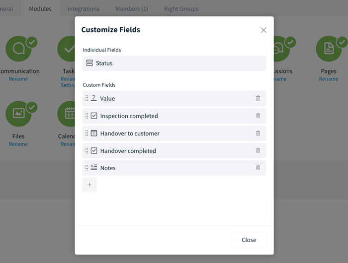 Custom Fields via Room Settings