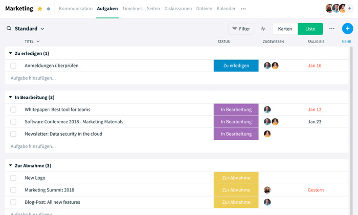 List view in grid structure