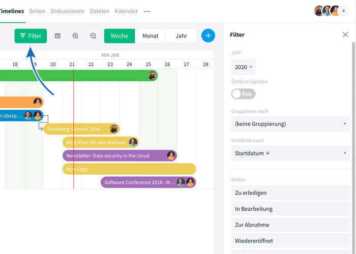 Filter für Timeline-Anzeige