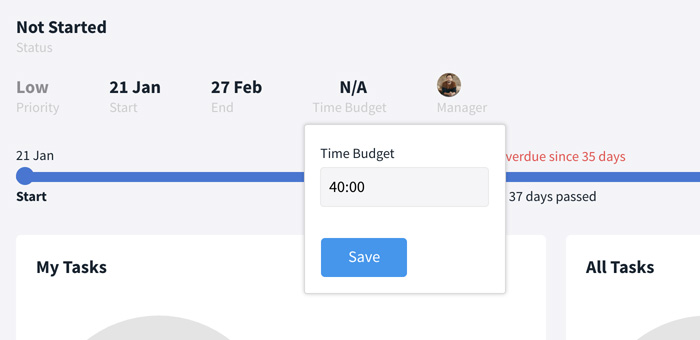 Time tracking within the project room