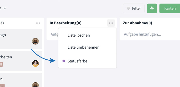 Statusfarben im Kanban Board ändern