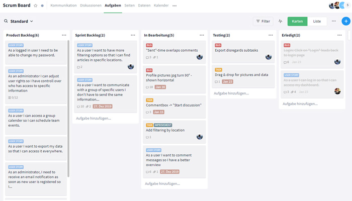 Backlog im Aufgabenboard