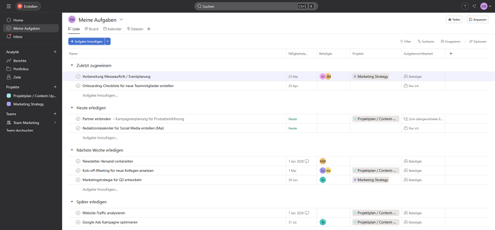Asana Desktop-Ansicht
