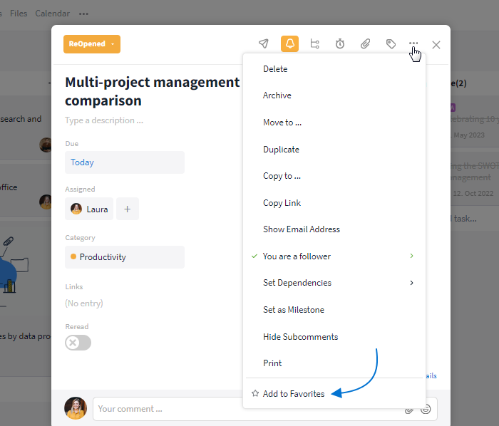 Add item to favorites