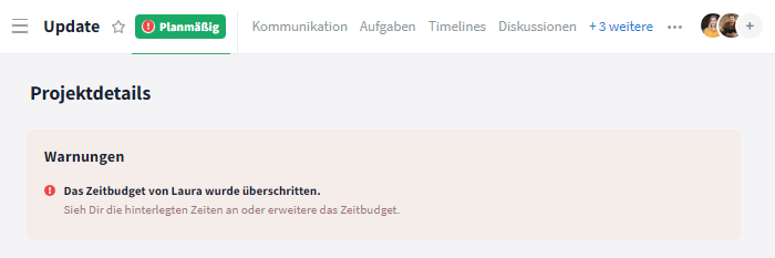 Alert Zeitbudget überschritten