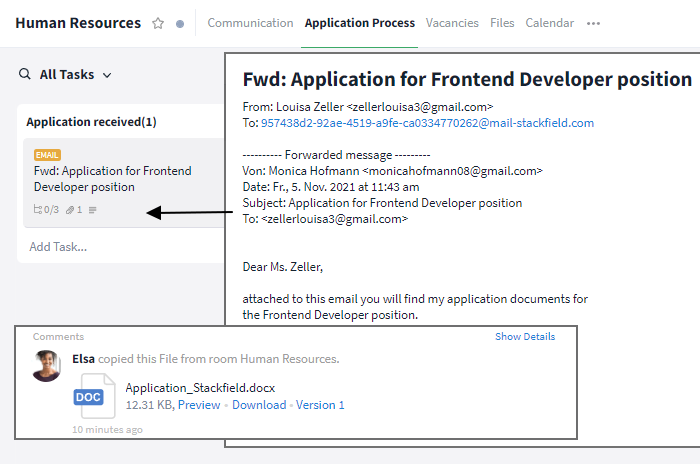 Email integration in the Kanban Board