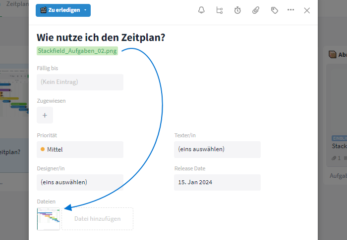 Dateien in der Beschreibung verlinken