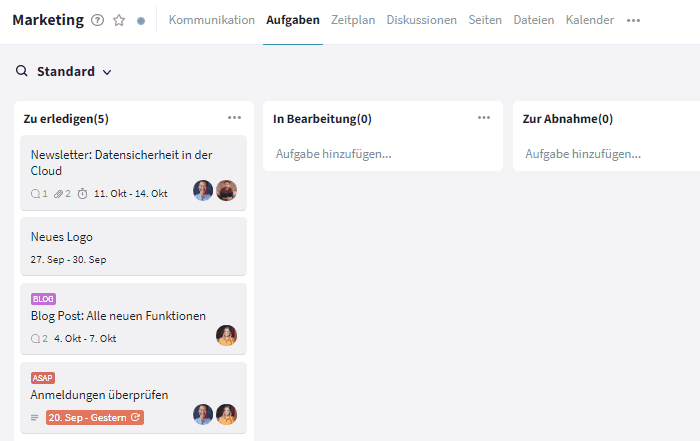 Aufgabe per Drag & Drop verschieben