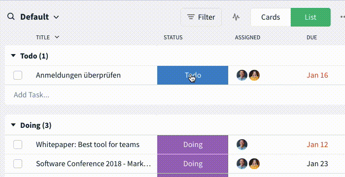 Editing content directly within the grid