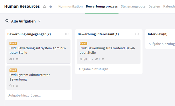 Kanban-Board mit HR-Prozess