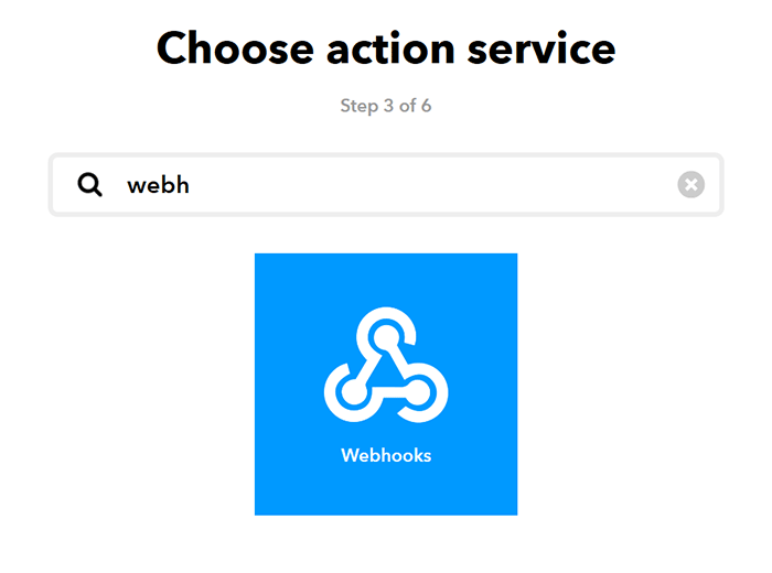 IFTTT: Auswahl Zielapplikation (WebHooks)