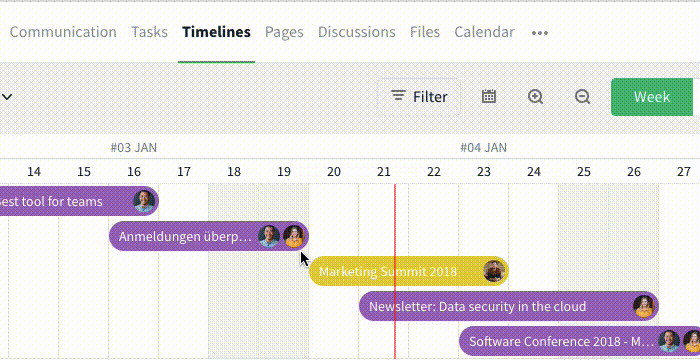 Creating dependencies via drag & drop within the Timeline