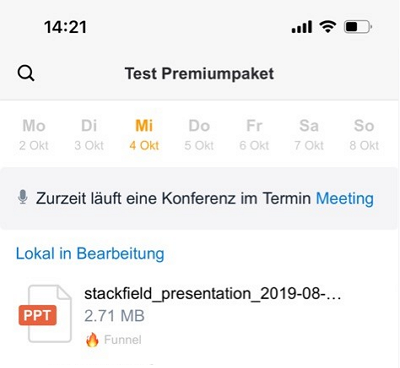 Laufende Konferenz in Mobile App