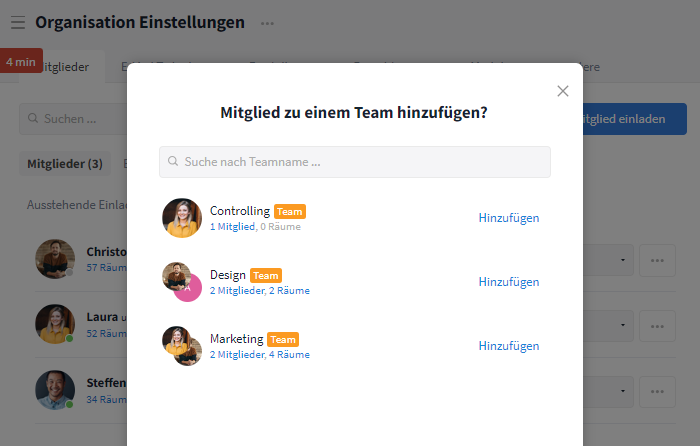 Zu Team hinzufügen