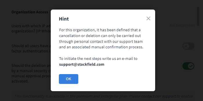 Pop-up deletion