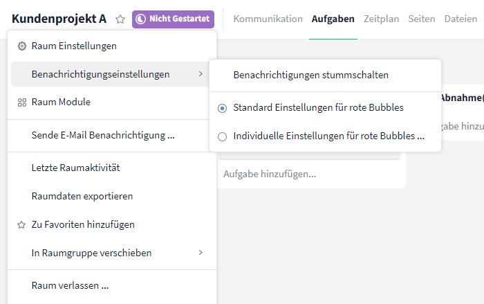 Individuelle Einstellungen aufrufen