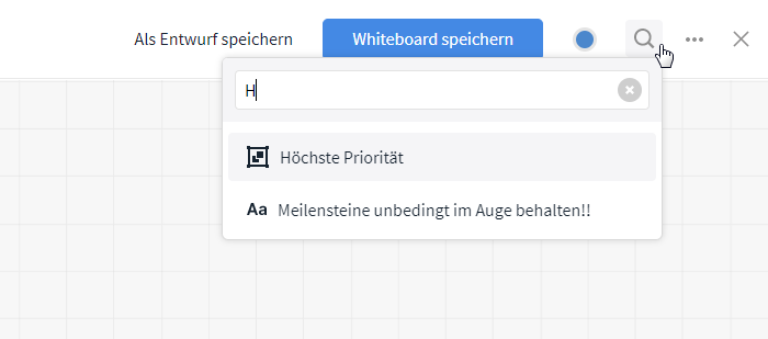 Suche im Whiteboard