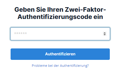 Gebe den Authentifizierungscode ein