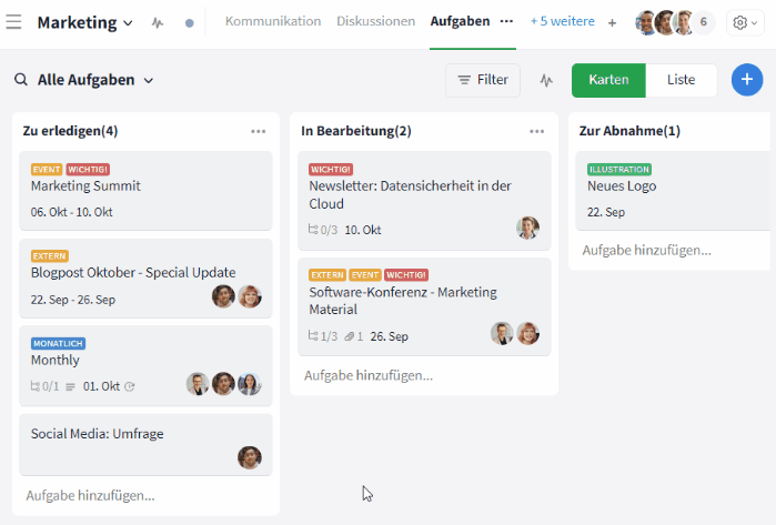 Status einer Aufgabe per Drag & Drop ändern
