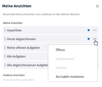 Ansichten verwalten
