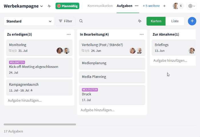 Öffnen des Bereichs zum Datenexport der Aufgaben