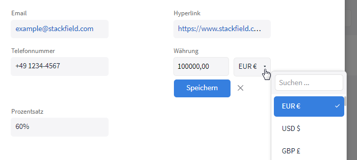 Neue benutzerdefinierte Felder