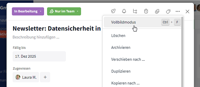 Vollbildmodus aktivieren