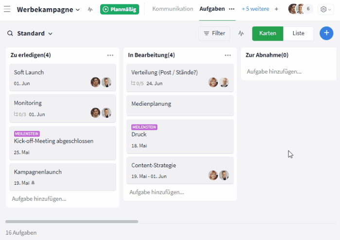 Einstellungen Modul Aufgaben