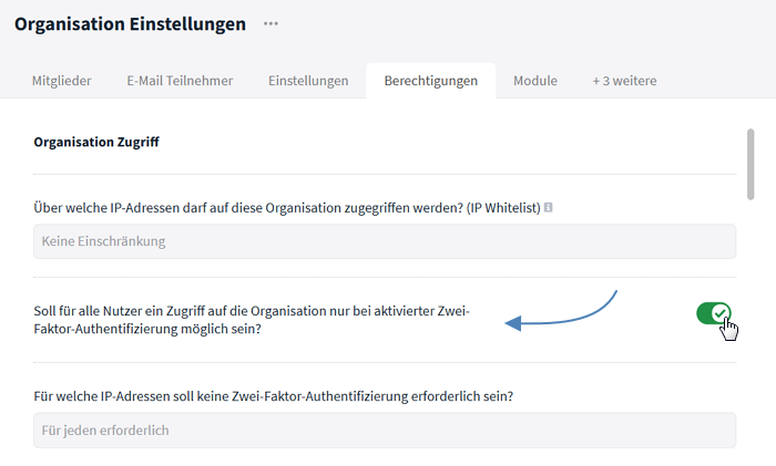 Aktivierte Zwei-Faktor-Authentifizierung