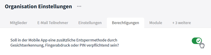 Zusätzliche Entsperrmethode aktivieren