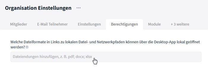 Dateiendungen für lokale Links definieren