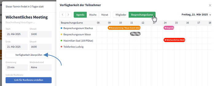Übersicht Raumbelegung