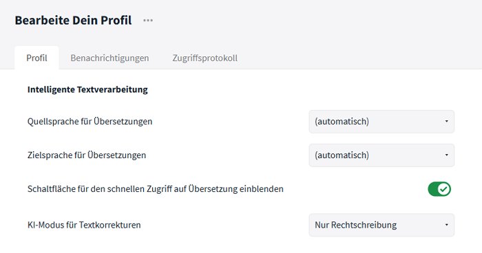Einstellung KI Hilfefunktion